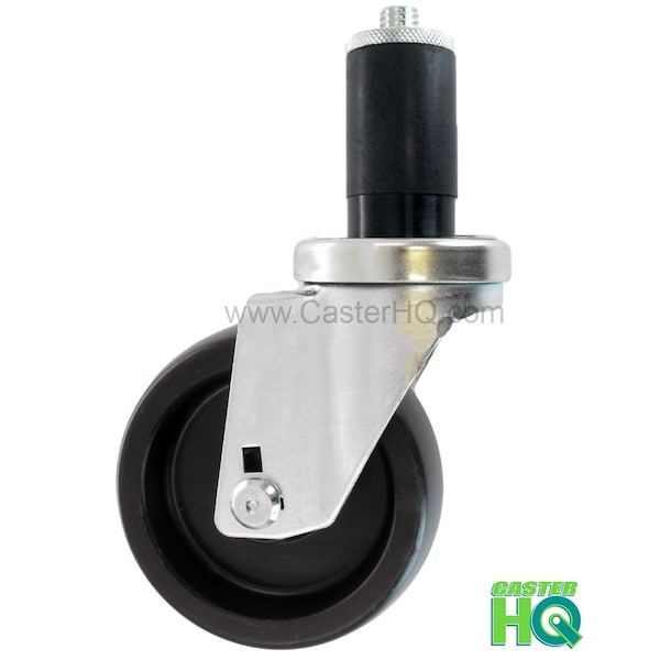 4"x1-1/4" Swivel Caster, Polyolefin Wheel, 1-3/16" Expanding Stem